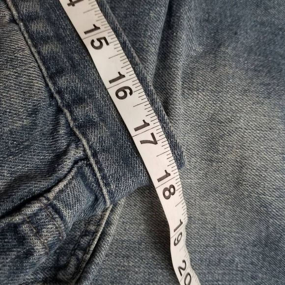 Premium One Touch Brand Mens Jean Shorts Blue Whiskered Pockets Flat Front 34 - Picture 7 of 11